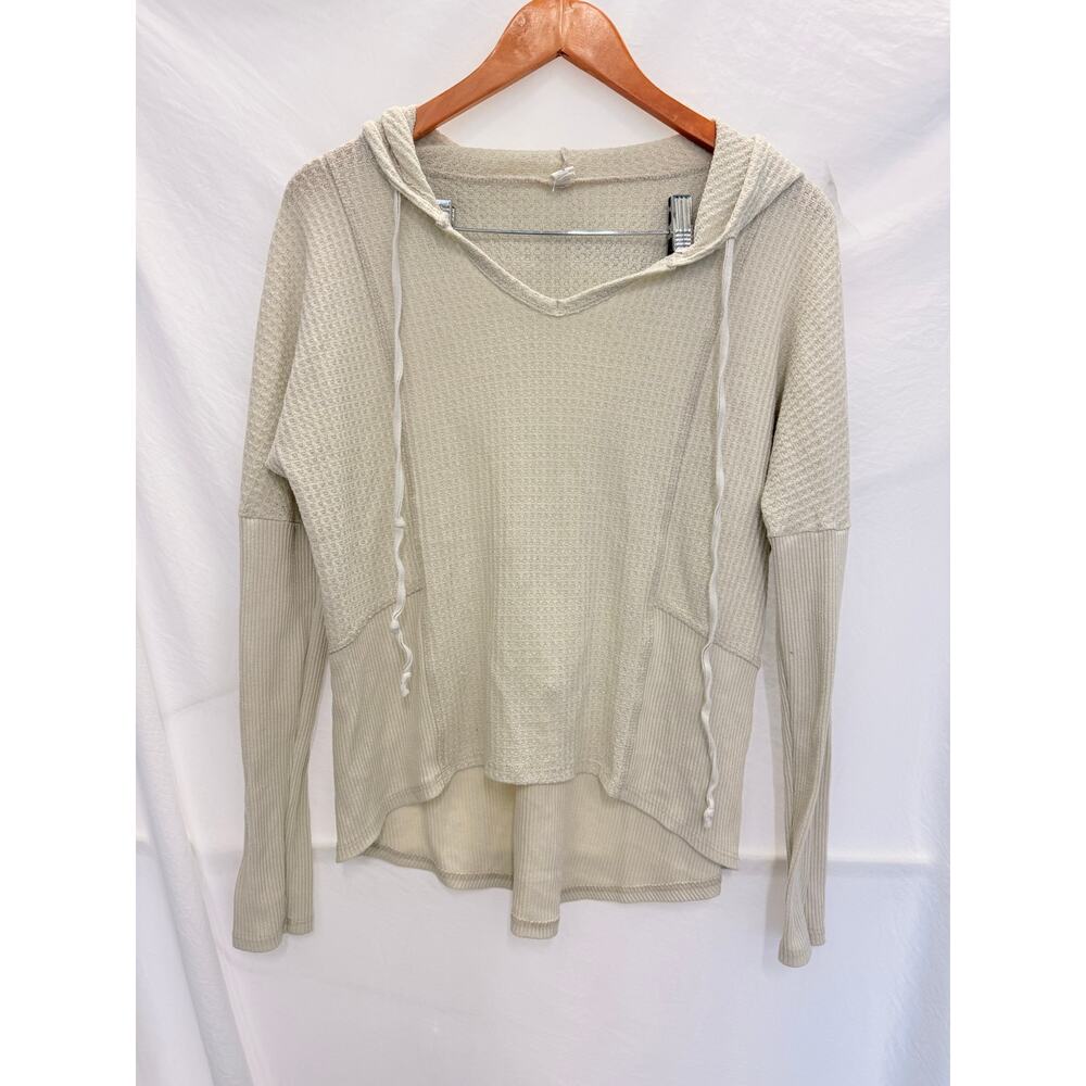 Lazy Sundays Hooded Heather Beige Sweater Small Cozy‎ Lounge Classic Neutral